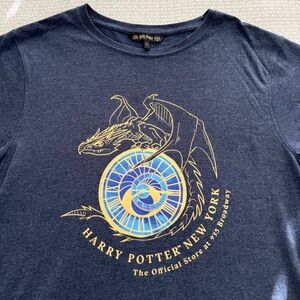 Harry Potter New York Official T-Shirt Adult Unisex Large Blue Horntail Dragon